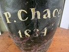 Scarce Antique New England Leather Fire Bucket P  Chase 1834 Green Paint Aafa