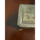Vintage Metal Trinket Jewelry Box Embossed Stage Coach