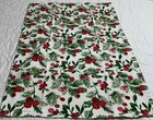 Kitchen Dish Towel  Cotton  Christmas Decor  Holly  Berries  Green  Red  White