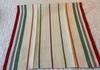 Vintage Tea Towel Or Kitchen Towel  1950   s  Woven Stripes  Linen  White  Multi
