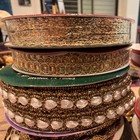Thin Ribbon Lot Of 13 Rolls Mostly Unused Goldred Multicolor Glitterprintedsolid