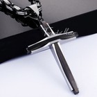 18-30  Men Boys Black Stainless Steel Cross Pendant Necklace Byzantine Box Chain