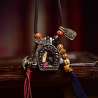 Vintage Tibetan Silver Gau Amulet Box Pendant Dharma Jewel Cotton Cord Gift