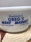 Vintage Advertising Mixing Bowl   Federal Glass   Greg   s Meat Market 12th Street
