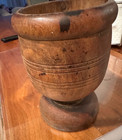 Antique Hand Turned Wooden Mortar Beautiful Wood Grain