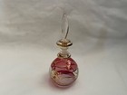 1 Egyptian Glass Perfume Bottle Mouth Blown Gold Accent Beautiful Red 3 7   29