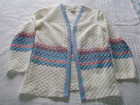 Vtg Cardigan   Vest Crochet Lace White Pink Blue Grannycore Mid Century