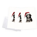 Distinctink Christmas Greeting Card - Shaggy Black   White Dog Puppy Art
