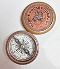 Vintage Style Marine Brass Pocket Compass With Wooden Storage Case     Gift