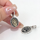 925 Sterling Silver Holy Mary La Virgen De Guadalupe Oval Pendant Cross Necklace