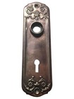 Scarce Antique Brass Art Nouveau Deco Door Knob Back Plate Daisies Escutcheon