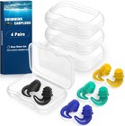 4-pairs Waterproof Swimming Ear Plugs For Adults Reusable Silicone W  Cases