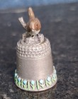 Vintage Pewter Thimble With Detailed Cold Painted Wren On Top   westair
