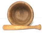Antique Primitive Solid Wood Motar And Pestle 6 5  Tall