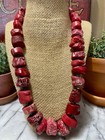 Genuine Red Coral Vertebrae Branches   Turquoise Necklace- Sterling Silver Clasp