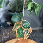 Vintage Green Glass Float 3    Coin Bank Nautical Rope Knitted Glass Sphere