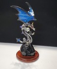 Glass Gallery Dragon Hand Blown Art Glass 24k Gold Accents   Blue Wings 8 5 
