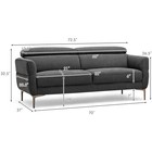 72 5  Modern Fabric 2-seat Sofa Couch W  Headrest   Metal Legs Living Room Grey