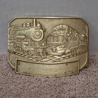 Vintage Train Locomotive Railroad Belt Buckle Brass  1984 Waisted Belts Inc