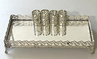 Vintage 1950 s Lipstick Holder Filigree Silver Tone Metal With Mirror