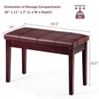 Solid Wood Pu Leather Piano Bench Padded Double Duet Keyboard Seat Storage Brown
