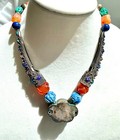 Antique Qing Chinese Fingernail Guard   Semi Precious Stone Necklace
