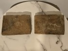 2 Antique Old Wood Handcrafted Leaf Pattern Carved Decorative Wooden Blocks