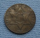 1861 United States 3 Cent Silver Coin Indentations bent warped  3c Three Cents 