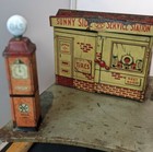 Marx Sunny Side Service Station  Truck Tin Litho Pressed Metal  Lights  30s Rare