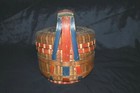 Antique Asian Chinese Japanese Wicked Sewing Basket Handmade Marked