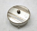 Vintage Footed Vanity Powder Dresser Ribbed Jar Metal Decorative Lid Glass