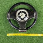 Vintage 70s William   Smith Chrome And Black Steering Wheel Desk Clock