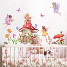 Elf Girl Wall Decal Nursery Baby Room Decor Butterfly Flowers Mushroom Sticker