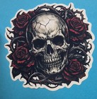 3 Inch Skull Red Roses Sticker Gothic Thorn Floral Dark Art Vinyl Decal