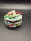 Dragonfly And Koi Fish Hinged Trinket Box With Water Lily And Dragonfly Trinket