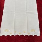 Vintage White Linen Kitchen Tea Towel With Yellow Embroidered Trim 16    X 19   