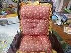 Vintage Wooden Tiny Rocking Chair Pin Cushion Thread Needles Sewing Needlepoint