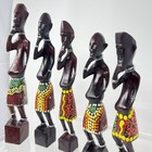 Set Of 5 Vintage African Tribal Wood Figurines Sculptures Art Decor Hand-carved