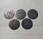 Lot Of 5 Dutch East Indies 1 Cent 1834 Thru 1839 Coins Shipwreck Colonial Copper