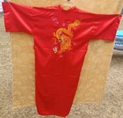 Vtg Red Satin Golden Dragon Robe Made In Dachunghwa F1 Stained See Last 2 Pics
