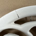 Vintage Estate Heavy 2 5lbs Cast Iron Trivet Ivory Enamel Ornate Footed 8  Round