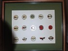  Framed Vintage Corvette Checker Flag Logo Enamel Pin Collection  Set Of 15