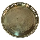 Mid-century Solid Brass Gallery Serving Tray Ornate Braided Edge 14 5    