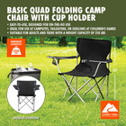 Ozark Trail Basic Quad Folding Camp Chair With Cup Holder  Black  Adult