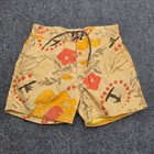 Men s Birdwell Beach Britches Board Shorts 26 Yellow Floral Fish Surfer Vintage