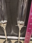 2 Vera Wang Wedgwood Champagne Toasting Flutes Wedding Silver Read