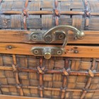 Wooden Wicker Chest Trunk Box Container Sturdy Latching Cover  Handles 9x7x6
