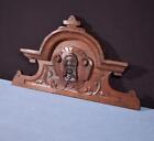 20 French Antique Crest pediment crown In Solid Oak Wood With Face