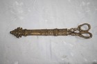 Antique Victorian Sewing Desk Scissors Dagger W brass Handles   Sheath Cuts Well