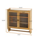Kitchen Retro Double Glass Doors Wood Wall Cabinet Storage Shelves W Towel Rack